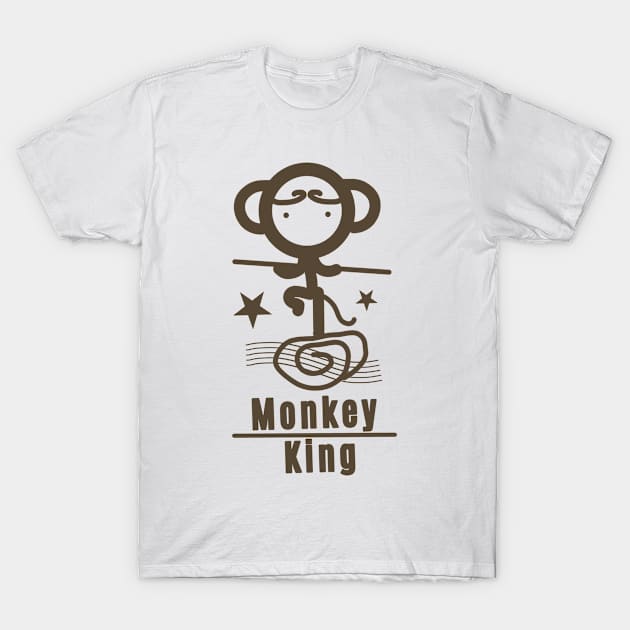 Monkey King - Brown T-Shirt by Design Fern